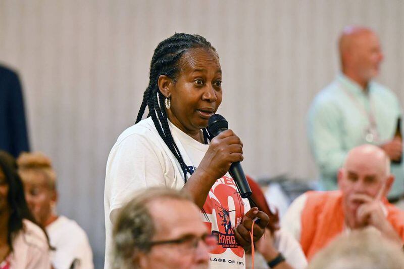 Shirley Lawson speaks to reunion attendees during the Central High School Class of 1974 50th reunion on Friday, June 21, 2024, at the Wingate by Wyndham Macon in Macon, Georgia. (Photo Courtesy of Katie Tucker/The Telegraph)