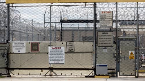 WAYCROSS, GEORGIA - SEPTEMBER, 28, 2023: Razor wire and guard towers at the Ware State Prison, Thursday, Sept. 28, 2023, in Waycross, Ga. (AJC Photo/Stephen B. Morton)