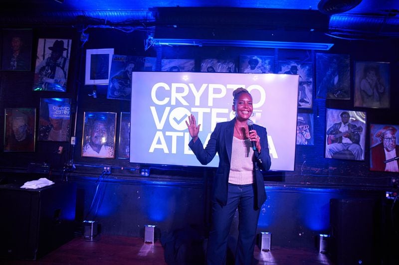 Former Atlanta mayor Keisha Lance Bottoms speaks at the Crypto Votes Atlanta event on Wednesday, June 26, 2024, in Atlanta.