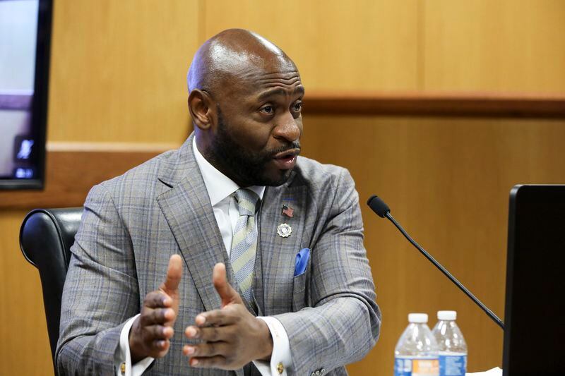 Fulton County special prosecutor Nathan Wade testifies during a hearing in the case of the State of Georgia v. Donald John Trump at the Fulton County Courthouse on Thursday, Feb. 15, 2024 in Atlanta. (Alyssa Pointer/Pool/Getty Images/TNS)