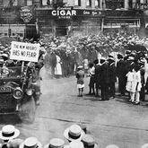 A parade by the Universal Negro Improvement Association works its way through Harlem in 1920, and features a slogan about the "New Negro." In the early 20th century, the Harlem Renassaince embraced and promoted a new wave of advocacy, culture and pride, which some called "The New Negro Movement." (NY Public Library Public Colletions)