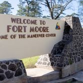 A view of an entrance to Fort Moore near Columbus on Tuesday, January 30, 2024. (Arvin Temkar / arvin.temkar@ajc.com)