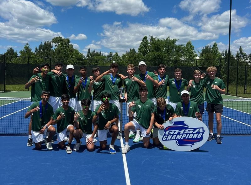 The Westminster boys won the Class 4A tennis championship, May 11, 2014, at the Rome Tennis Center at Berry College.