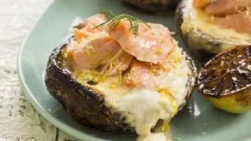 Salmon-stuffed mushrooms