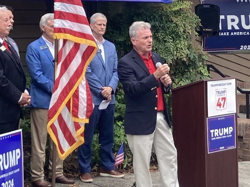 U.S. Rep. Buddy Carter, R-St. Simons Island, speaks at the opening of a campaign office for former President Donald Trump in Savannah.