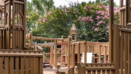 The Wacky World Playground in Alpharetta's Wills Park was built by 2,673 volunteers in just 6 days in 1997.
The city is now planning to remodel the wooden castle playground with the help of the community in the spring of 2025. COURTESY CITY OF ALPHARETTA