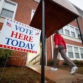 A person enters the Israel Baptist Church in Kirkwood during election day on Tuesday, December 6, 2022. (Miguel Martinez/miguel.martinezjimenez@ajc.com)