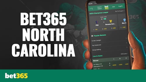 Bet365 North Carolina app hand holding mobile phone