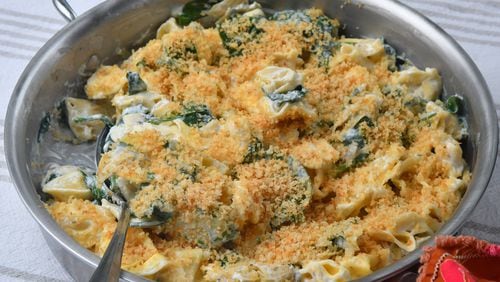 Creamy Spinach-Artichoke Tortellini. (Chris Hunt for The Atlanta Journal-Consititution.)