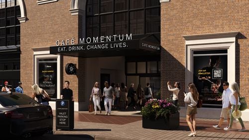 A rendering of the exterior of Cafe Momentum, set to open in downtown Atlanta this fall.  / Courtesy of Cafe Momentum