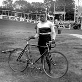 Major Taylor was a cyclist who began his professional career in 1896 at the age 18. By the time this photo was taken in 1907 at the Vélodrome Buffalo race track in Paris, Taylor already had a distinguished career and was staging a comeback. (National Library of France)