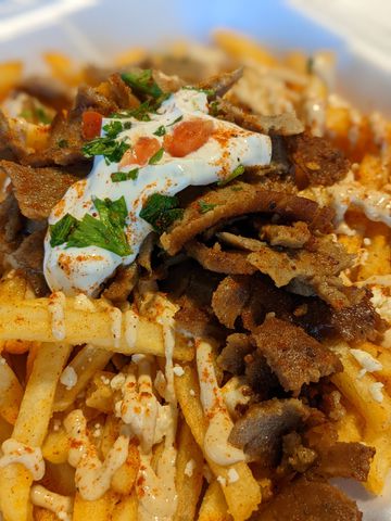 Loaded fries from Pita Mediterranean Street Food - Halcyon location