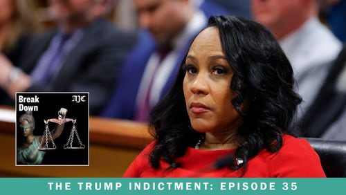 A judge's decision allows Fulton County District Attorney Fani Willis to stay on the Georgia election interference case if she agrees to dismiss Nathan Wade from the case. The latest episode of the AJC's "Breakdown" podcast looks at Judge McAfee's highly critical decision and what's next for the case. Will Willis appeal? (Alex Slitz/AP)