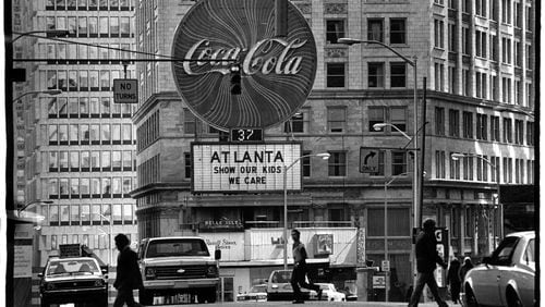 The Coca-Cola sign at Margaret Mitchell Square in January 1981. Photo: Louie Favorite.