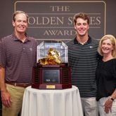 Charlie Condon and family during the Golden Spikes Award at Charles Schwab Field in Omaha, Ne., on Saturday, June 22, 2024. (Kari Hodges/UGAAA)








