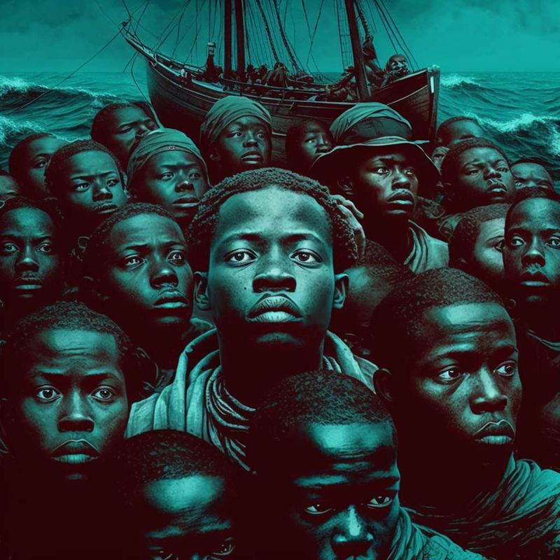 Charlotte, North Carolina-based artist and portrait photographer Criss Ford’s rendition of the Igbo people escaping into the sea off of the coast of Georgia. Instead of submitting to slavery. The work is crucial to Ford, as he is a member of the Gullah-Geechee, with roots to Nigeria.