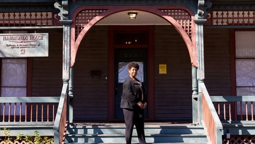 Hammonds House Managing Director Donna Watts-Nunn poses for a portrait in front of the African American fine art museum. (Arvin Temkar / arvin.temkar@ajc.com)
