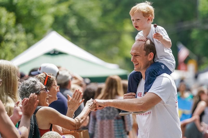 Fulton County Superior Court Judge Scott McAfee is seen while participating in the Inman Park Parade on Saturday, April 27, 2024, in Atlanta. (Elijah Nouvelage for The Atlanta Journal-Constitution)