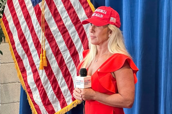 U.S. Rep. Marjorie Taylor Greene at the Georgia GOP convention in Dalton this past weekend.
