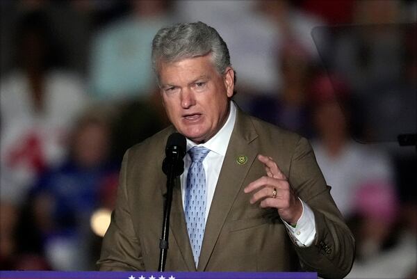 Rep. Mike Collins, R-Ga., speaks at a campaign rally, Oct. 28, 2024, in Atlanta. (Mike Stewart/AP)