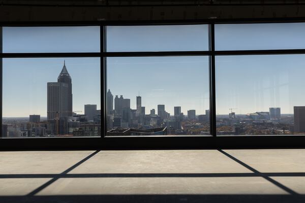 A view of an empty floor of the newly completed office tower Spring Quarter in Atlanta on Monday, December 2, 2024. It's the largest office building that will be delivered in 2024 and one of the last ones being built in Midtown of this size, likely for years. (Arvin Temkar / AJC)