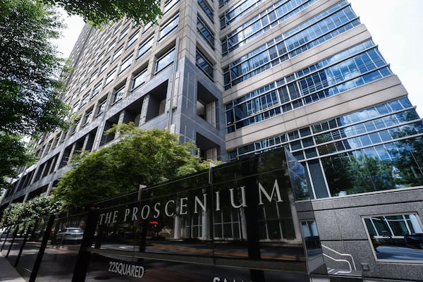 Views of the exterior of the Proscenium building in Midtown shown on Aug. 5. (Natrice Miller/AJC 2024)