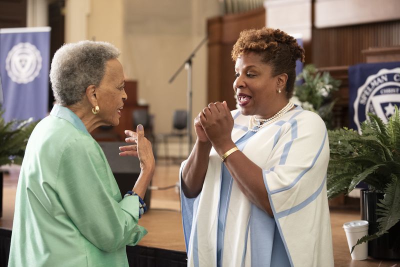 Johnnetta Betsch Cole, the former president of Spelman College and one of her former students, author Tayari Jones. Julie Yarbrough Photography