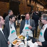 Sen. Chuck Hufstetler (third from left), R - Rome, talks with other guests during Savannah-Chatham Day Legislative Oyster Roast at Georgia Freight Depot on Wednesday, January 31, 2024, in Atlanta. (Hyosub Shin / Hyosub.Shin@ajc.com)