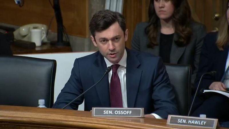 U.S. Sen. Jon Ossoff, shown during a hearing in April focusing on mail delivery complaints, pressed Postmaster General Louis DeJoy again this week to solve problems associated with the new Atlanta Regional Processing and Distribution Center in Palmetto. The latest update the U.S. Postal Service offered last month showed that the on-time delivery of first-class mail in the Atlanta area was 64%.